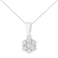 14K White Gold 1/2 cttw Prong Set Round-Cut Diamond 7 Stone Floral