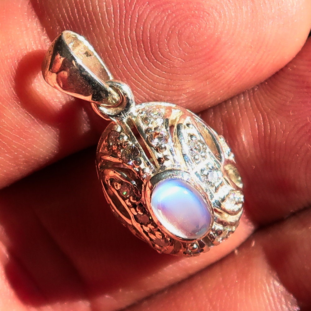 Moonstone Silver Pendant, Sterling Silver Pendant, Gemstone Pendant,